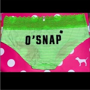 Victoria’s Secret Pink panties lace panties St Patrick's green striped hipster
